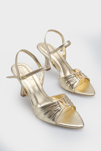 Capone Outfitters Belvia Pointed Toe Metallic Ankle Strap Mid-Heel Women's Shoes