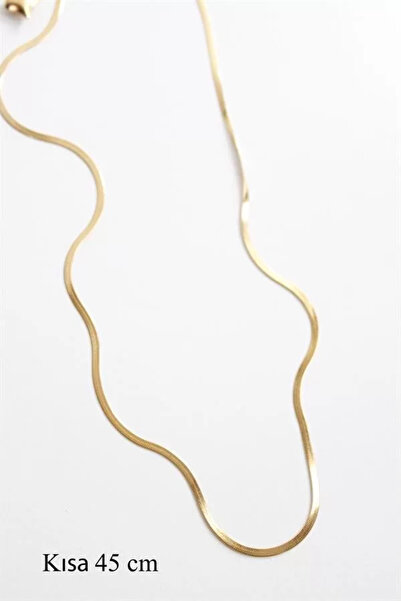 MENESSA قلادة رفيعة من الفولاذ الإيطالي (45 سم) - ذهبي