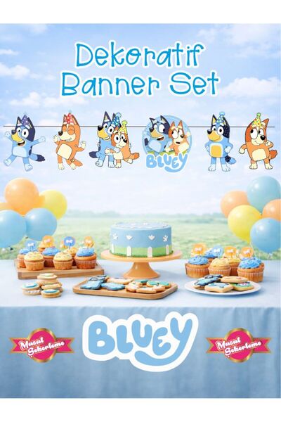 Masal Şekerleme Bluey Özel Kesimli Dekoratif Banner - Doğum Günü Süsü