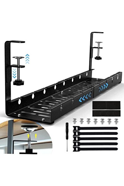 Arabest صينية إدارة الكابلات أسفل المكتب، منظم أسلاك بدون أدوات مع طول قابل ل...