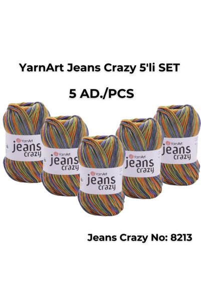 Yarnart Yarn Art Jeans Crazy Örgü Ipi 8213 Punch Ipi 5'li Paket