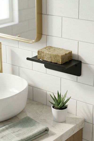 wiesmann Katı Sabunluk Yapışkanlı Siyah Metal Kalıp Sabunluk Suya Dayanıklı B...