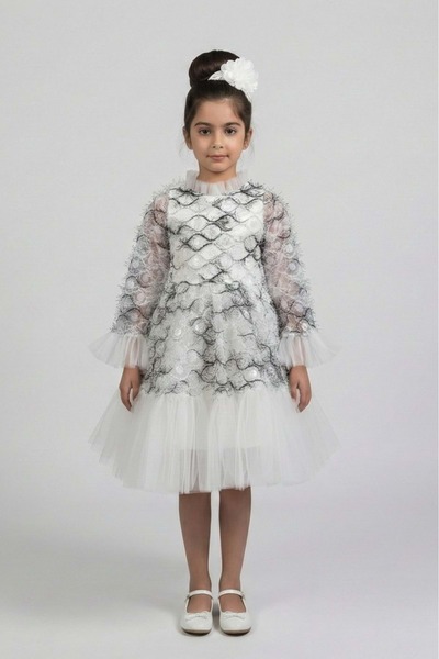 Mnk Baby&Kids Κοριτσίστικο Ισπανικό Φόρεμα Γάμου για Ειδική Περίσταση με Λεπτ...