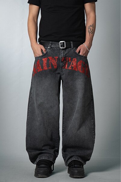 GRJ denim Saint Age Wide Leg Super Baggy Anthracite Men's Jean Pants