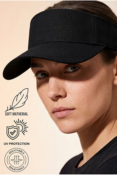 Verahed Arkası Ayarlanabilir Cırtlı Uzatmalı Siyah Üstü Açık Vizör Şapka Teni...