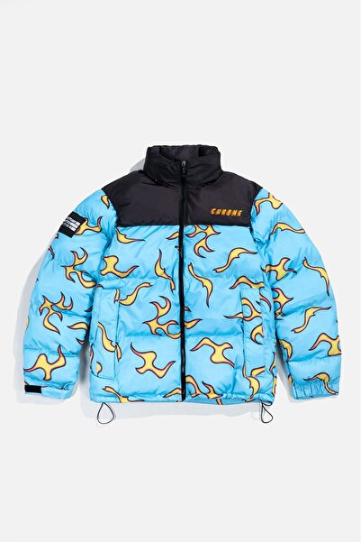 No Future Chrome Flames Men's Puffer Coat Jacket Nf0506Mv