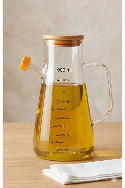 BACK SINE Bambu Kapaklı Vakumlu Sızdırmaz Borosilikat Cam Yağdanlık Sirkelik ...