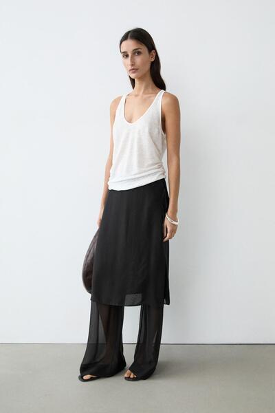 Massimo Dutti Uzun %100 ipek şort etek