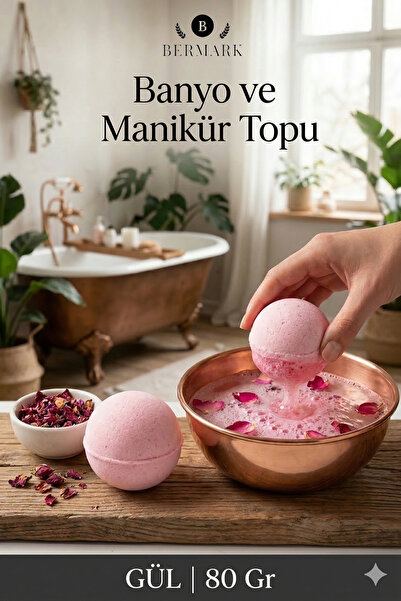 bermark Gül Kokulu Banyo Topu, Cilt Yenileyici, Vücut Nemlendirici Banyo Bomb...