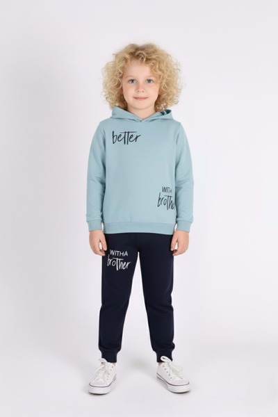 Mnk Baby&Kids Παιδική φόρμα ανδρικής στάμπας με κουκούλα - MNK0627 GREEN