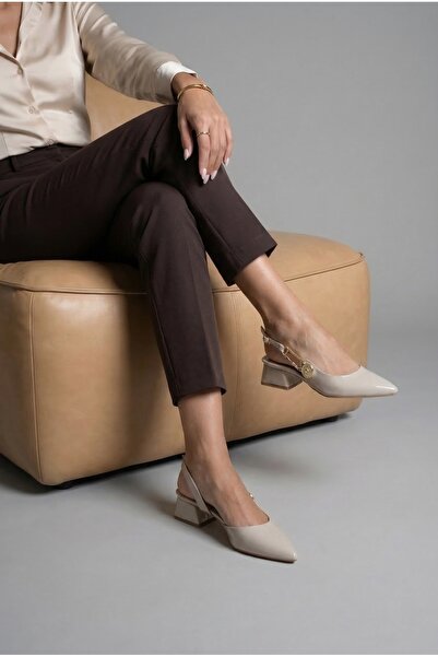 Les Chatelets Clair d’Héritage Bej Yandan cu cataramă Summer 8cm Tocuri înalt...