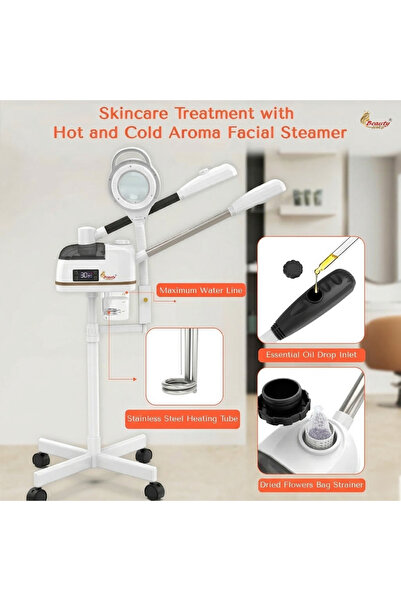 beauty links جهاز بخار رقمي 3 في 1 للوجه، ساخن وبارد، مزود بعدسة مكبرة مضيئة ...