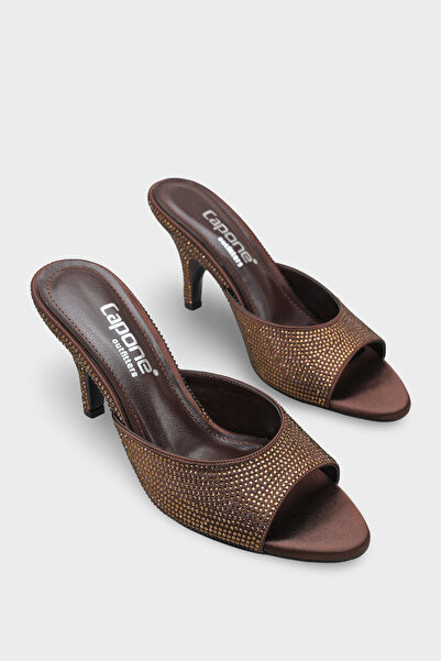 Capone Outfitters Lenore Stoned Feta Filled Medium Heeled Satin Women's Shoes...