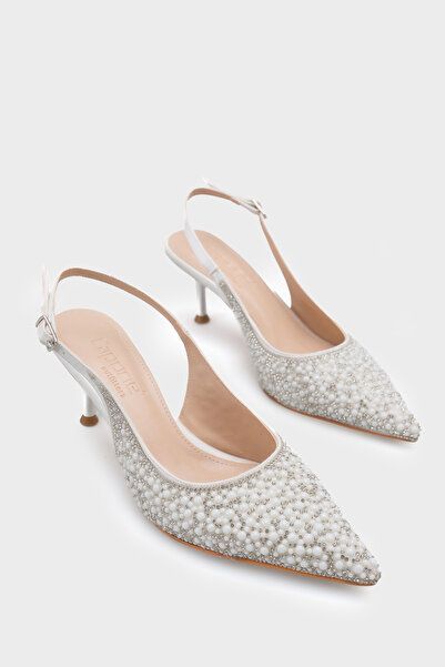 Capone Outfitters Pantofi de nuntă cu toc pentru femei, din satin, cu vârf as...