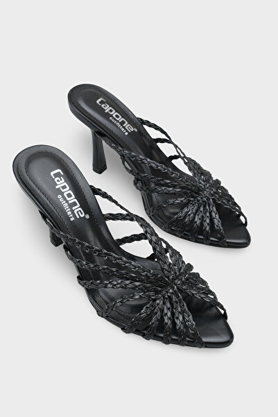 Capone Outfitters Lacie Knitted Medium Heeled Stylish Women's Shoes Slipper