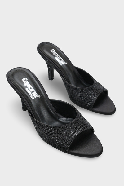 Capone Outfitters Lenore Stoned Feta Filled Medium Heeled Satin Women's Shoes...