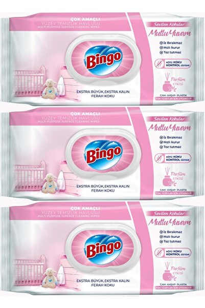 Bingo Clean Yüzey Temizlik Havlusu 96 Yaprak Sevilen Kokular Mutlu Yuvam (3 L...