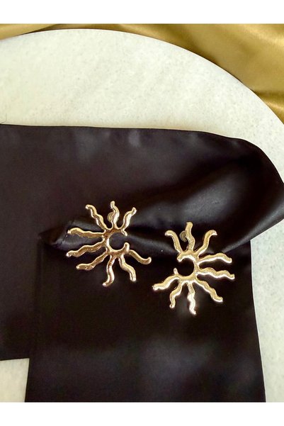 Merishe Jewerly Gold Half Sun Stud Earrings