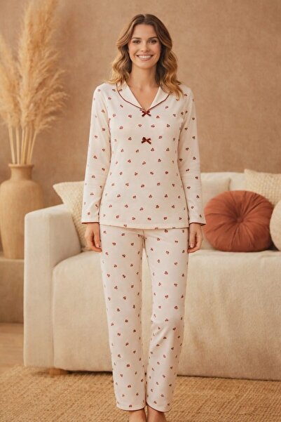 Pemilo Women's 15995 100% Cotton Ribbed Knit Long Sleeve Pajama Set