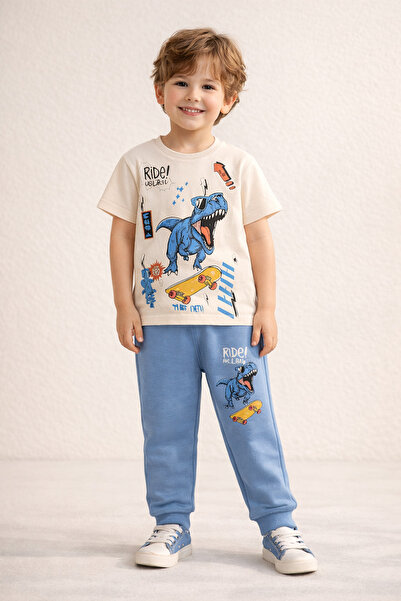 Zekalya Set trening pentru băieți, cu imprimeu cu dinozauri și skateboard, di...