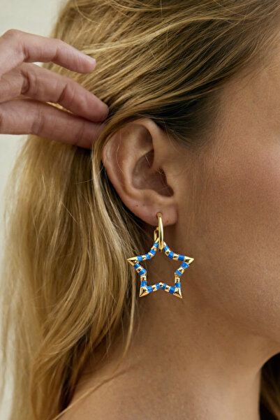 Markiz Takı Women's Blue Star Earrings