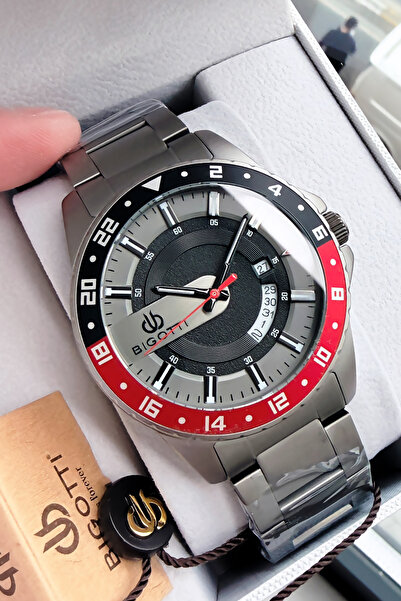 Bigotti ساعة يد رجالية أصلية أنيقة مع علبة خاصة 5 أتم مقاوم للماء لون دخاني B...