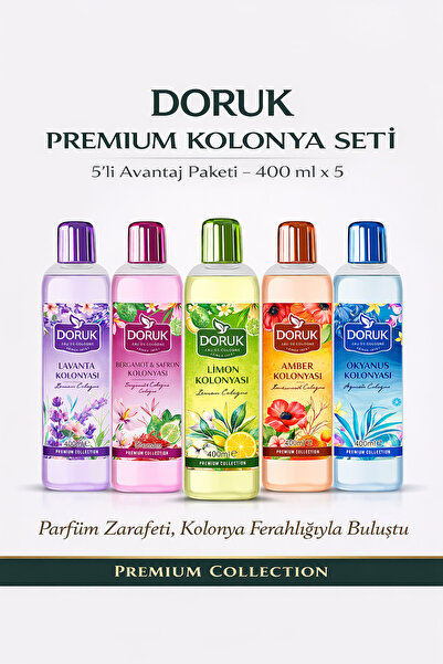 Doruk Premium Kolonya Seti – 5’li Avantaj Paketi (400 ml x 5)