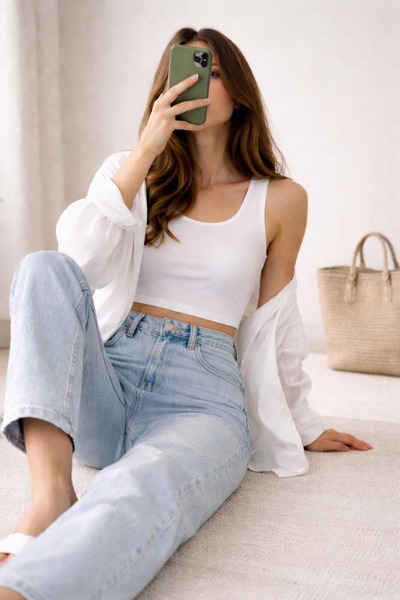ZÉRIA Mom Fit Jean Snow Blue Ψηλόμεσο Γυναικείο Τζιν Παντελόνι