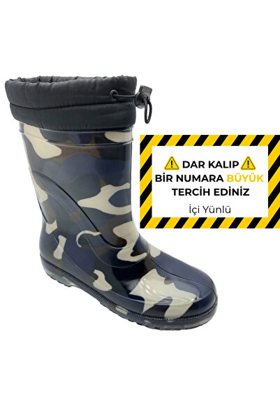 ÇİĞDEM KUNDURA ÇİĞDEM İÇİ TÜYLÜ ÇİÇEKLİ LASTİK ÇİZME