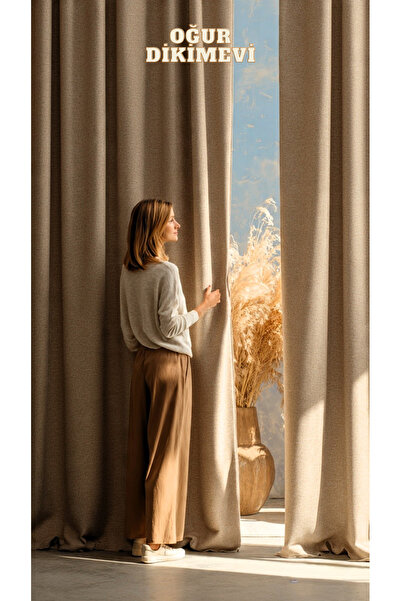 oğur dikimevi 1. Високоякісна бежева штора блекаут, світлонепроникна, термост...