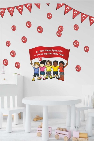 Kt Grup 23 Nisan Okul Kreş Salon,yatak Odası,mutfak, Balkon Ev Yapışkanlı Duvar Kağıdı Kapı Süsü Cam Sticker