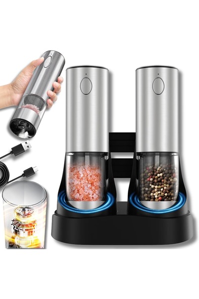 OEM Set râșnițe electrice pentru Sare/piper, 5 setări de măcinare, încărcare ...