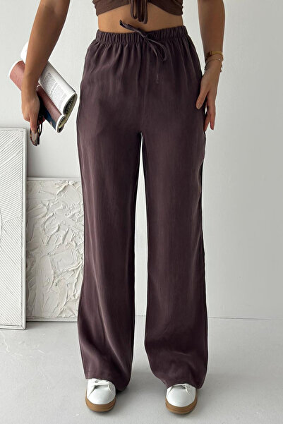 Feela Moda 2008 Pantaloni Palazzo pentru femei, cu șireturi, cu talie elastic...