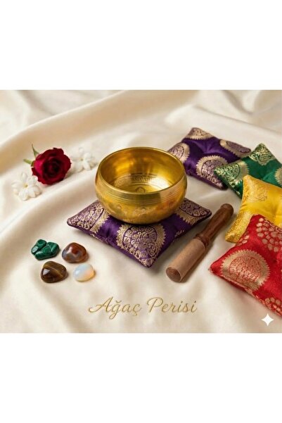 Ağaç Perisi Evri Tibet Çanağı için 2 KARE YASTIK 11x11 ve 5 ŞANS TÜTSÜSÜ-Medi...