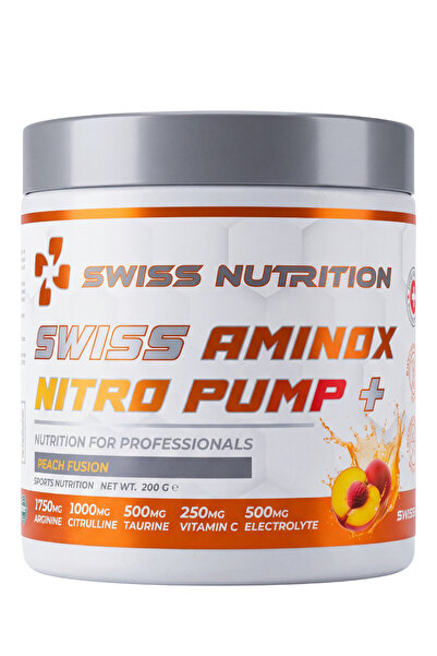Swiss Aminox Nitro Pump+| Peach Fusion| 200g 40 servis | Amino Asit içeren Pump Etkili Sporcu Gıdası