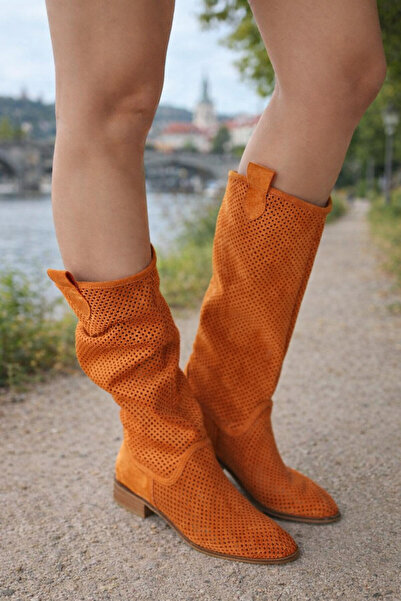 POTEEN Ptc Marylan Women's Suede Short Heel Perforated Summer Boots