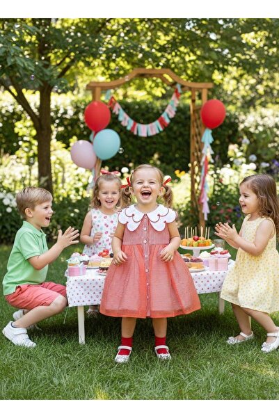 Cumino فستان للفتيات بخطاف على شكل قلب مخطط باللون الأحمر مناسب للمناسبات الي...