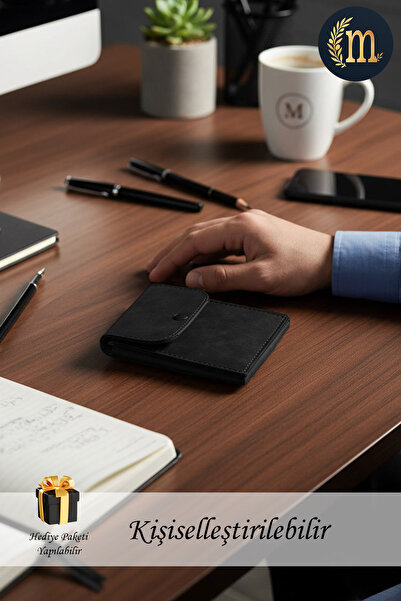 Morika Hotel & Home Textile Süet Suni Deri Erkek Cüzdan - Siyah