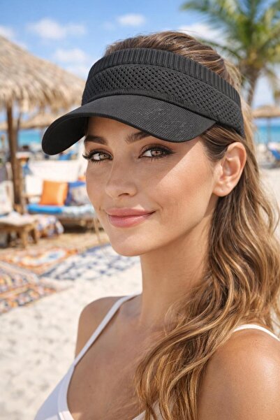 MARBERRY Pălărie de damă cu vizor de tenis din Lycra neagră