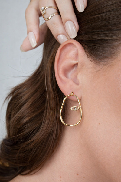 Markiz Takı Eye Detail Gold Design Earrings