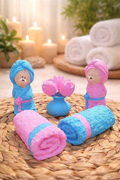 shamatolyesi طقم حمام مميز مكون من 5 قطع، دمية دب وفوطة بطول 10 سم.