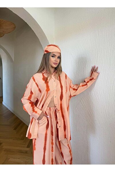 Cardella Γυναικείο υφασμάτινο πουκάμισο Oversize και παντελόνι με φαρδύ πόδι ...