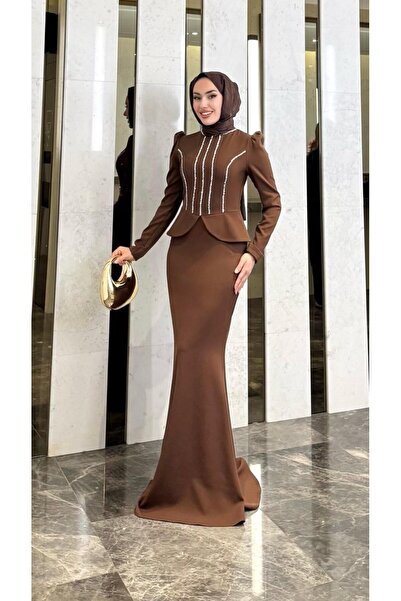 modadeywearst Rochie de seară cu design special, brodată cu pietre, cu trenă,...