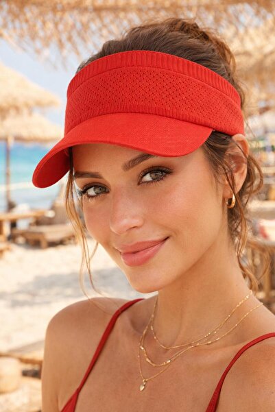 MARBERRY Pălărie de damă cu vizor de tenis din Lycra roșie