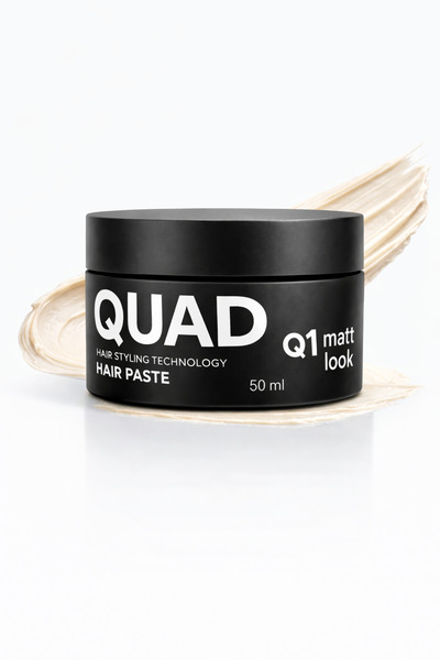 QUAD Q1 Mat Saç Pastası 50 ml – Güçlü Tutuşlu Unisex Wax – Doğal Mat Görünüm
