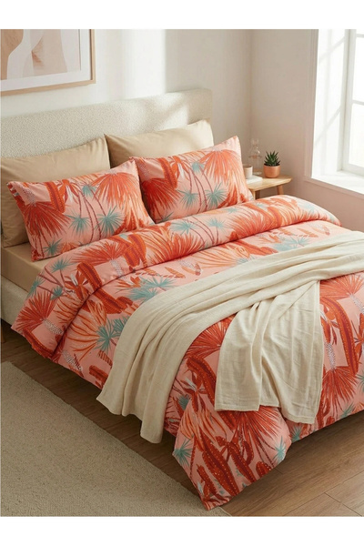 ELEGANCEHOME Luxury Cotton Satin Double Duvet Cover Set - 4 Pillow 6-Piece Se...