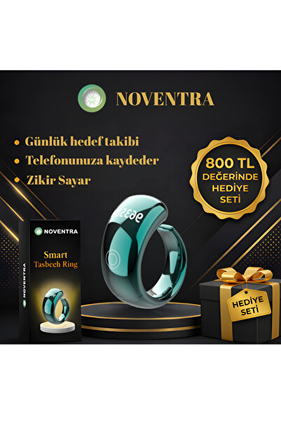 NOVENTRA Akıllı Zikir Yüzüğü Dijital Sayaçlı OLED Ekranlı Titreşimli Şarjlı Y...