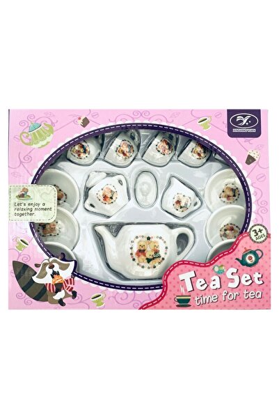 KentOyuncaK مجموعة ألعاب حفلات الشاي من تيدي بير - 16 قطعة، طقم شاي من البورسلين