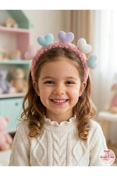 Colorful Heart Pink Children's Crown Plush Children's Crown
