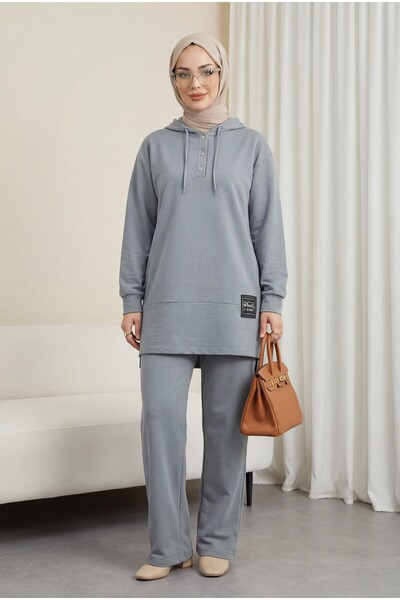 HİJABAYA Σετ από διπλό χτενισμένο βαμβάκι με κουμπωτά κουμπώματα και λεπτομέρ...